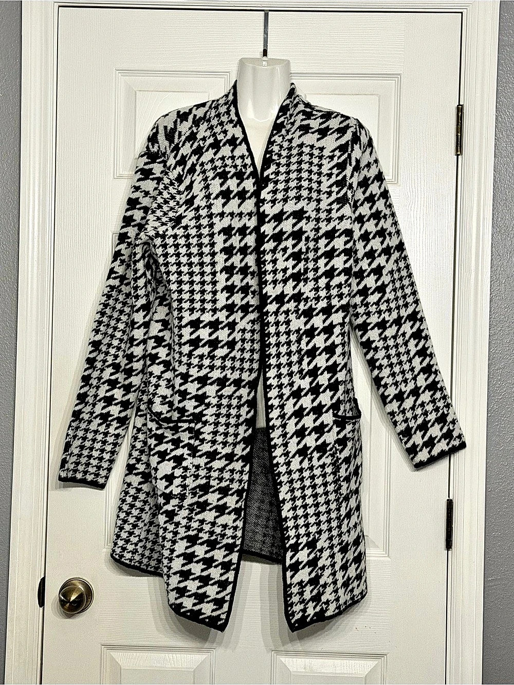 Nine West Houndstooth Coat in Black & White XL NWT